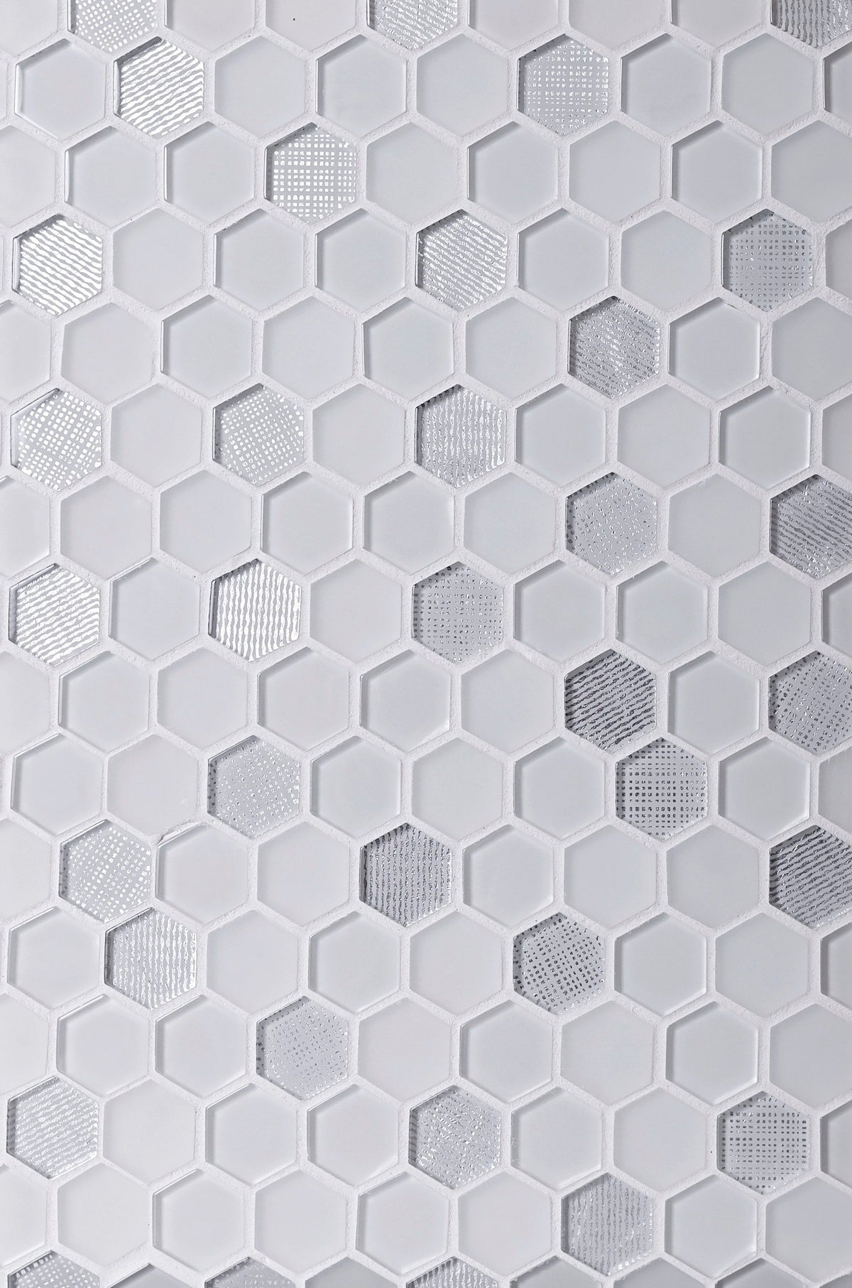 Apollo Tile (Sample) Glacier White and Gray 4-in x 4-in Polished Glass Honeycomb Mosaic Floor and Wall Tile