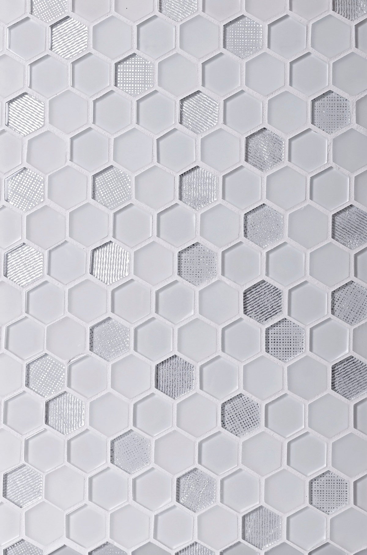 Apollo Tile Glacier White and Gray 12-in x 12-in Multi-finish Glass Honeycomb Patterned Floor and Wall Tile (4.83-sq. ft/ Carton)