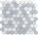Apollo Tile (Sample) Glacier Blue 4-in x 4-in Polished Glass Honeycomb Mosaic Floor and Wall Tile