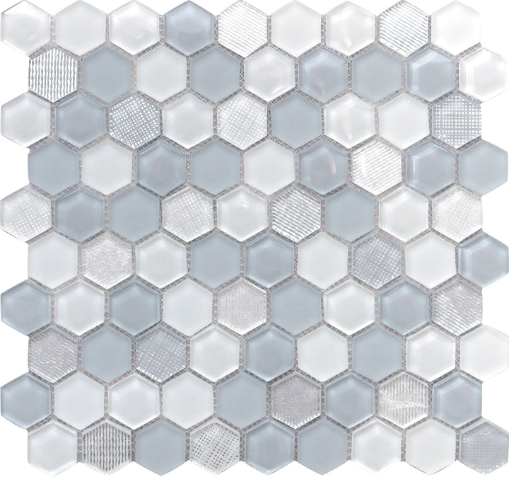 Apollo Tile Glacier Blue 12-in x 12-in Multi-finish Glass Patterned Hexagon Mosaic Floor and Wall Tile product image