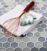 Apollo Tile (Sample) Glacier Blue 4-in x 4-in Polished Glass Honeycomb Mosaic Floor and Wall Tile
