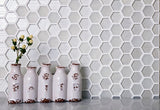 Apollo Tile (Sample) Glacier Pearl White 4-in x 4-in Polished Glass Honeycomb Mosaic Floor and Wall Tile