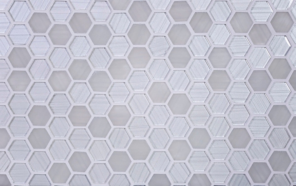 Apollo Tile (Sample) Glacier Pearl White 4-in x 4-in Polished Glass Honeycomb Mosaic Floor and Wall Tile