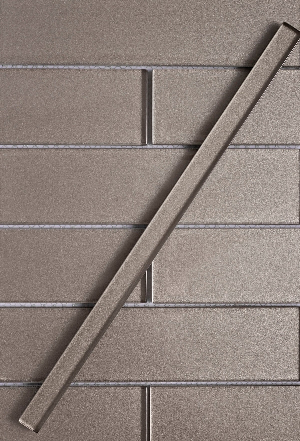 Apollo Tile (Sample) Cosmos Stone Gray 4-in x 4-in Glossy Marble Brick Mosaic Wall Tile