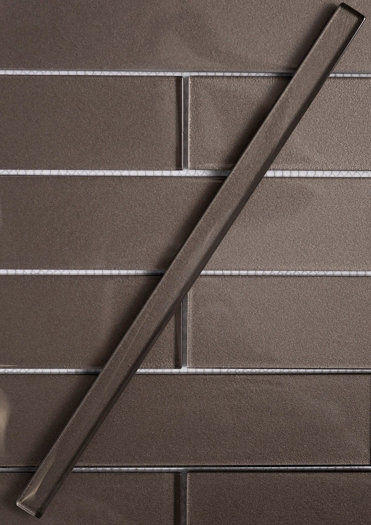 Apollo Tile (Sample) Cosmos Ash Gray 4-in x 4-in Glossy Glass Brick Mosaic Wall Tile
