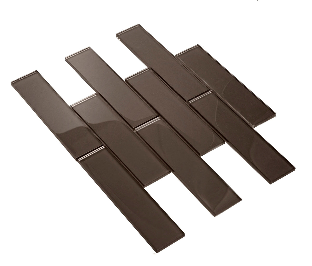 Apollo Tile (Sample) Cosmos Ash Gray 4-in x 4-in Glossy Glass Brick Mosaic Wall Tile