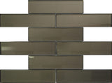 Apollo Tile (Sample) Cosmos Ash Gray 4-in x 4-in Glossy Glass Brick Mosaic Wall Tile