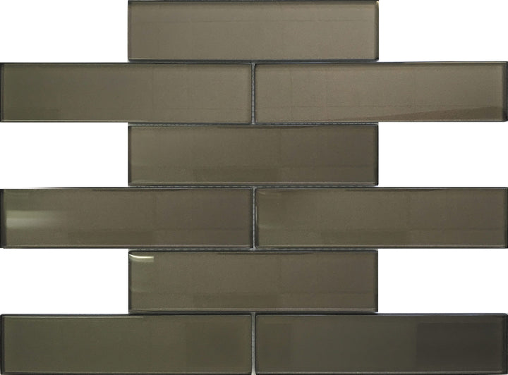 Apollo Tile (Sample) Cosmos Ash Gray 4-in x 4-in Glossy Glass Brick Mosaic Wall Tile