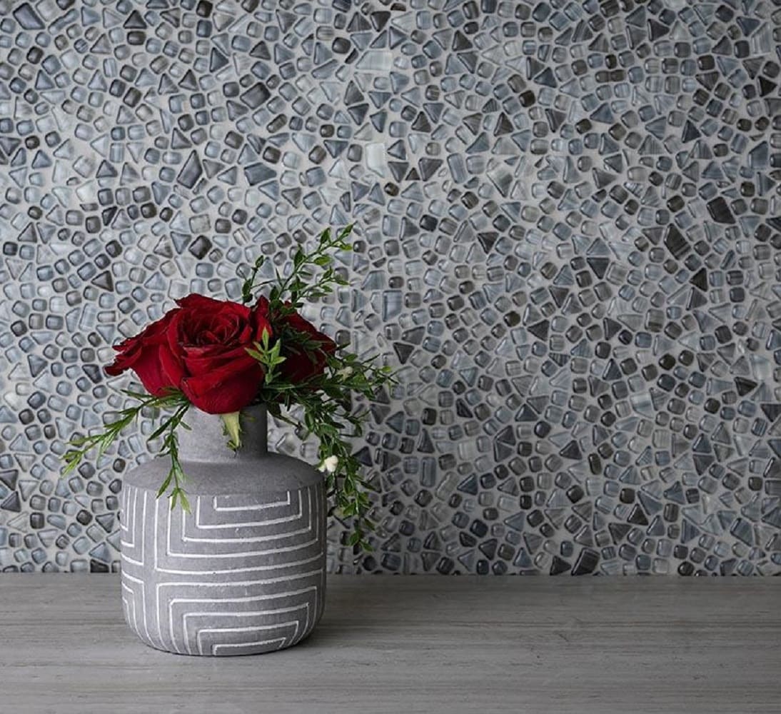 Apollo Tile (Sample) Bijou Gray 4-in x 4-in Honed Glass Pebble Mosaic Floor and Wall Tile
