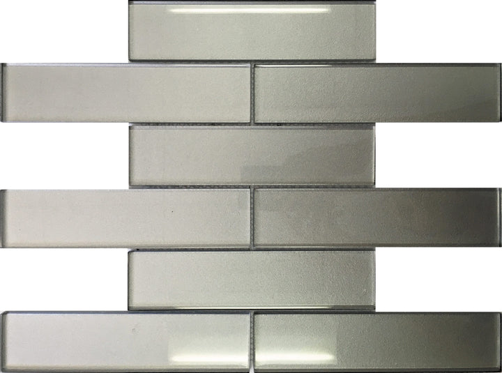 Apollo Tile (Sample) Cosmos Light Gray 4-in x 4-in Glossy Glass Brick Mosaic Wall Tile