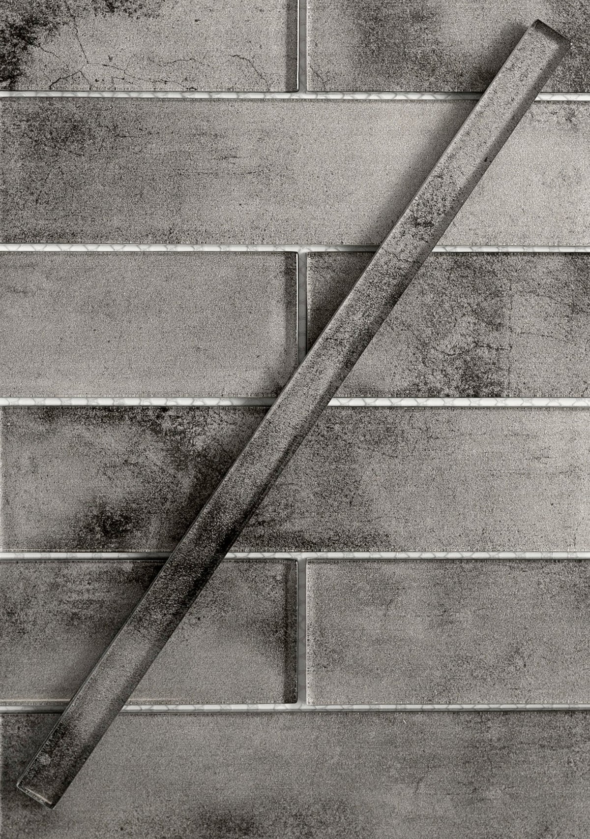 Apollo Tile (Sample) Cosmos Dark Gray 4-in x 4-in Glossy Glass Brick Mosaic Wall Tile