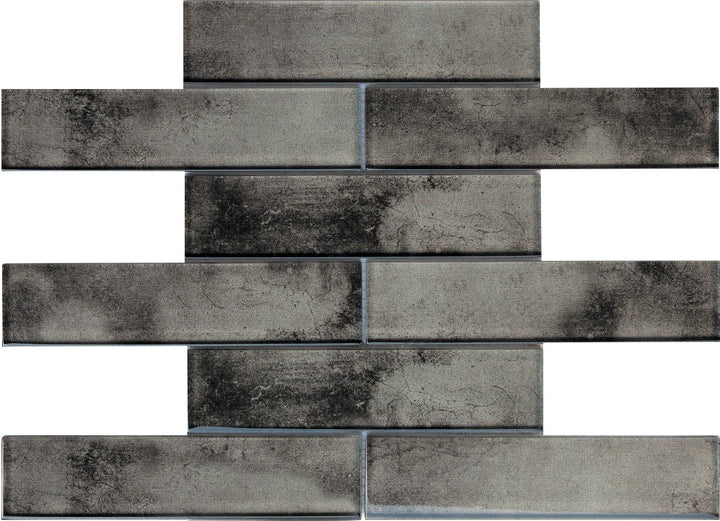 Apollo Tile (Sample) Cosmos Dark Gray 4-in x 4-in Glossy Glass Brick Mosaic Wall Tile