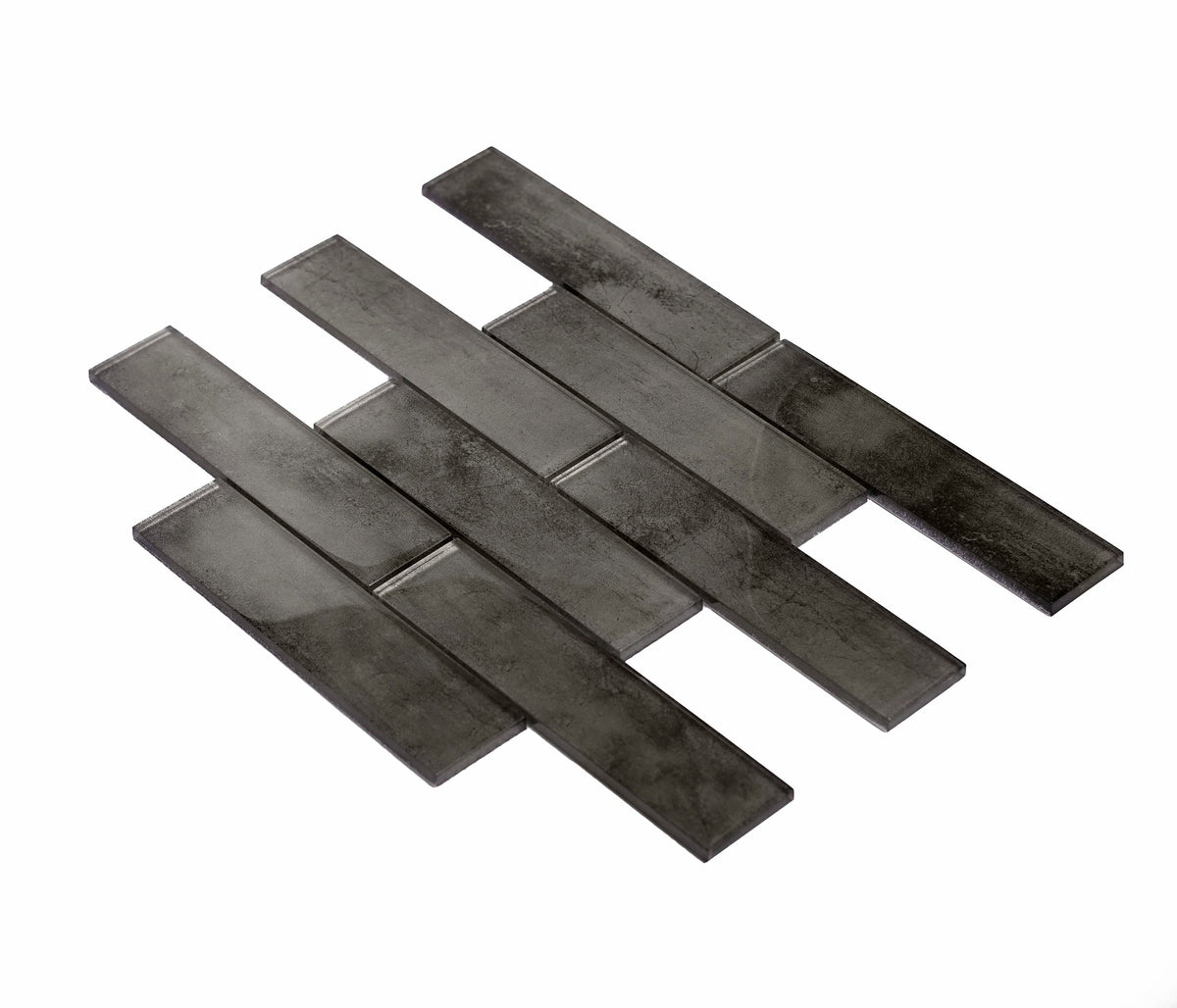 Apollo Tile (Sample) Cosmos Dark Gray 4-in x 4-in Glossy Glass Brick Mosaic Wall Tile