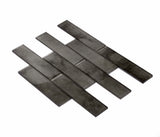 Apollo Tile (Sample) Cosmos Dark Gray 4-in x 4-in Glossy Glass Brick Mosaic Wall Tile