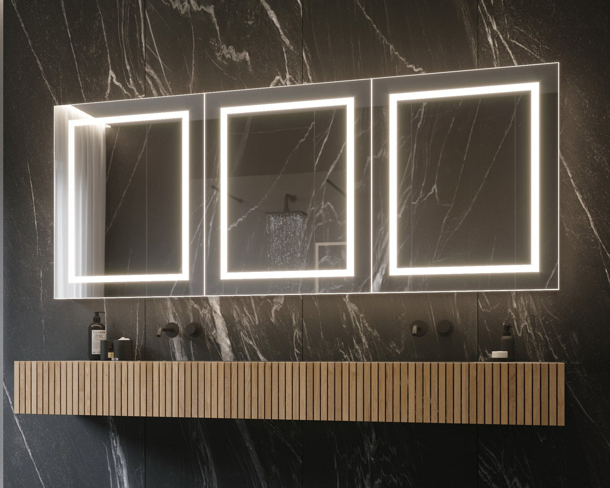 PARIS MIRROR Harmony Cabinet 72-in x 30-in Lighted LED Surface Mount 6000K Mirrored Soft Close Medicine Cabinet