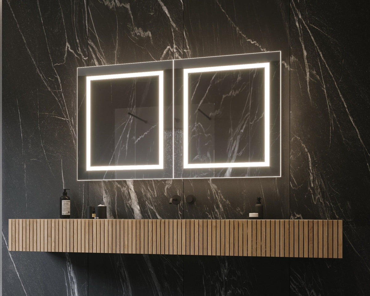 PARIS MIRROR Harmony Cabinet 48-in x 28-in Lighted LED Surface Mount 6000K Mirrored Soft Close Medicine Cabinet