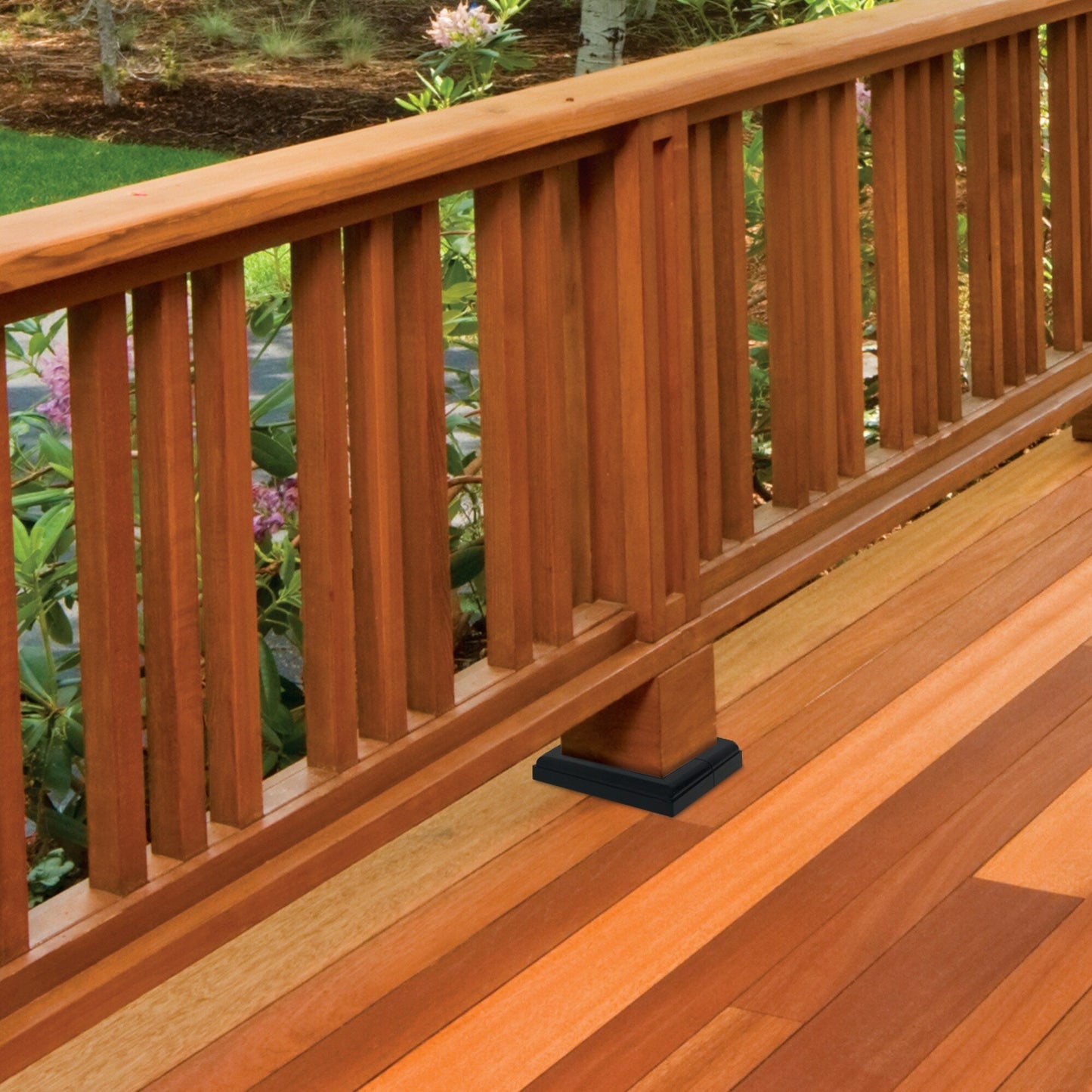 Nuvo Iron 6-in x 6-in Powder Coated Black Aluminum Deck Post Base Trim