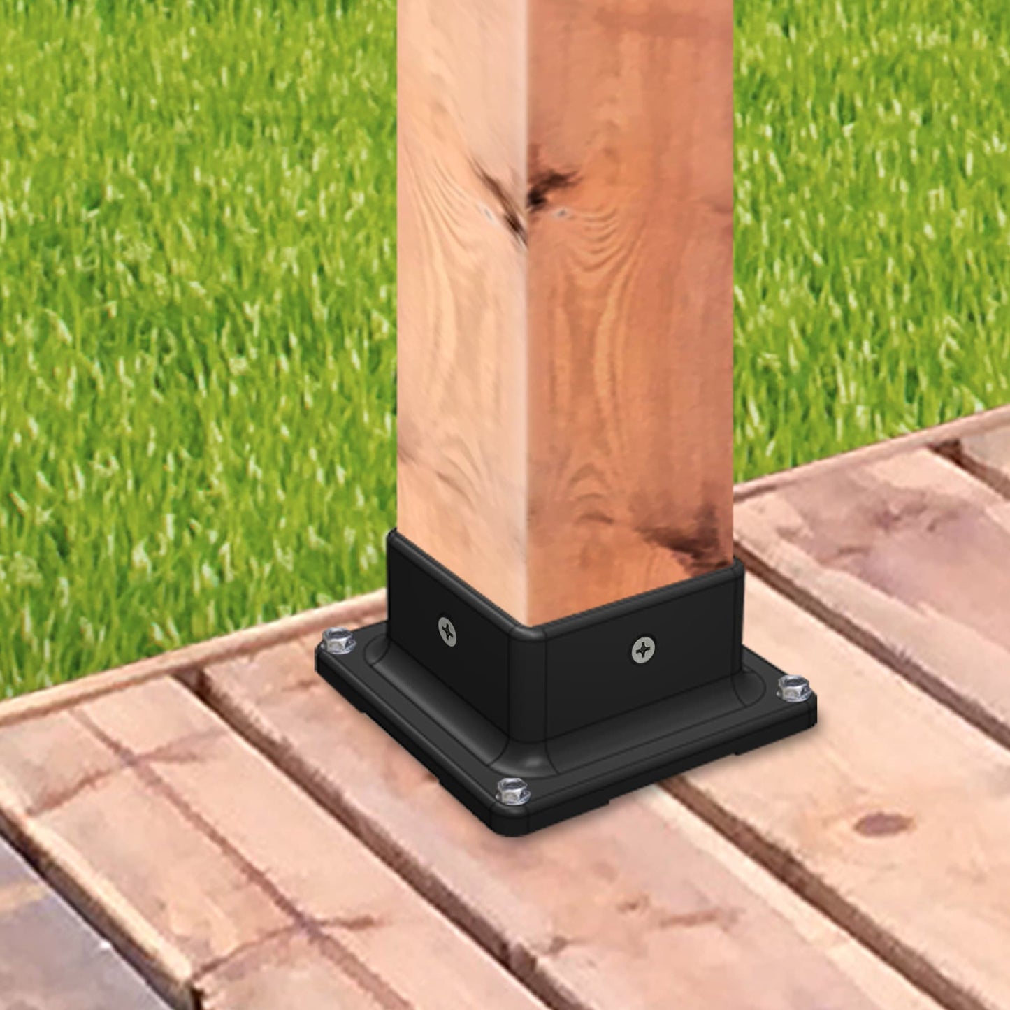 Nuvo Iron 4-in x 4-in Black Polyoxymethylene Polyethylene Deck Post Stabilizer