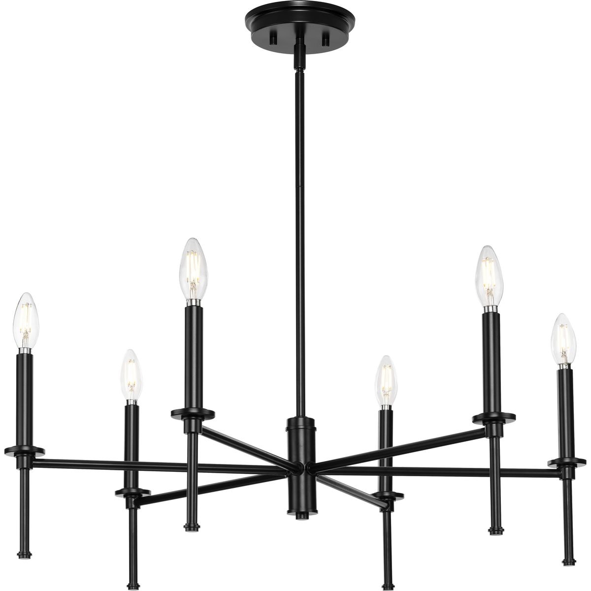 Progress Lighting Elara 6-Light Matte Black Transitional Chandelier