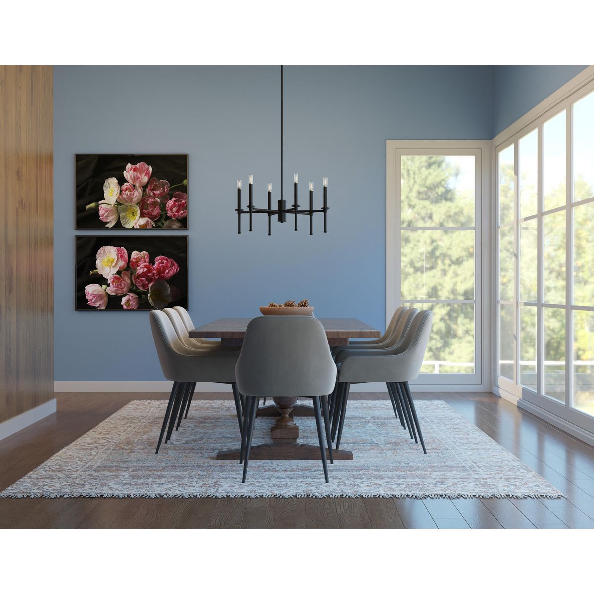 Progress Lighting Elara 6-Light Matte Black Transitional Chandelier