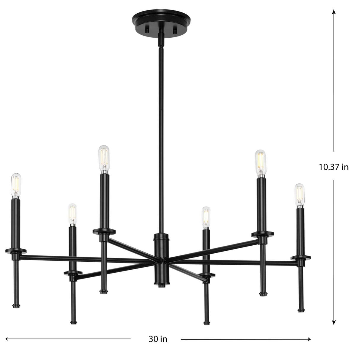Progress Lighting Elara 6-Light Matte Black Transitional Chandelier