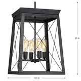 Progress Lighting Briarwood 4-Light Textured Black Farmhouse Rectangle Medium Hanging Pendant Light