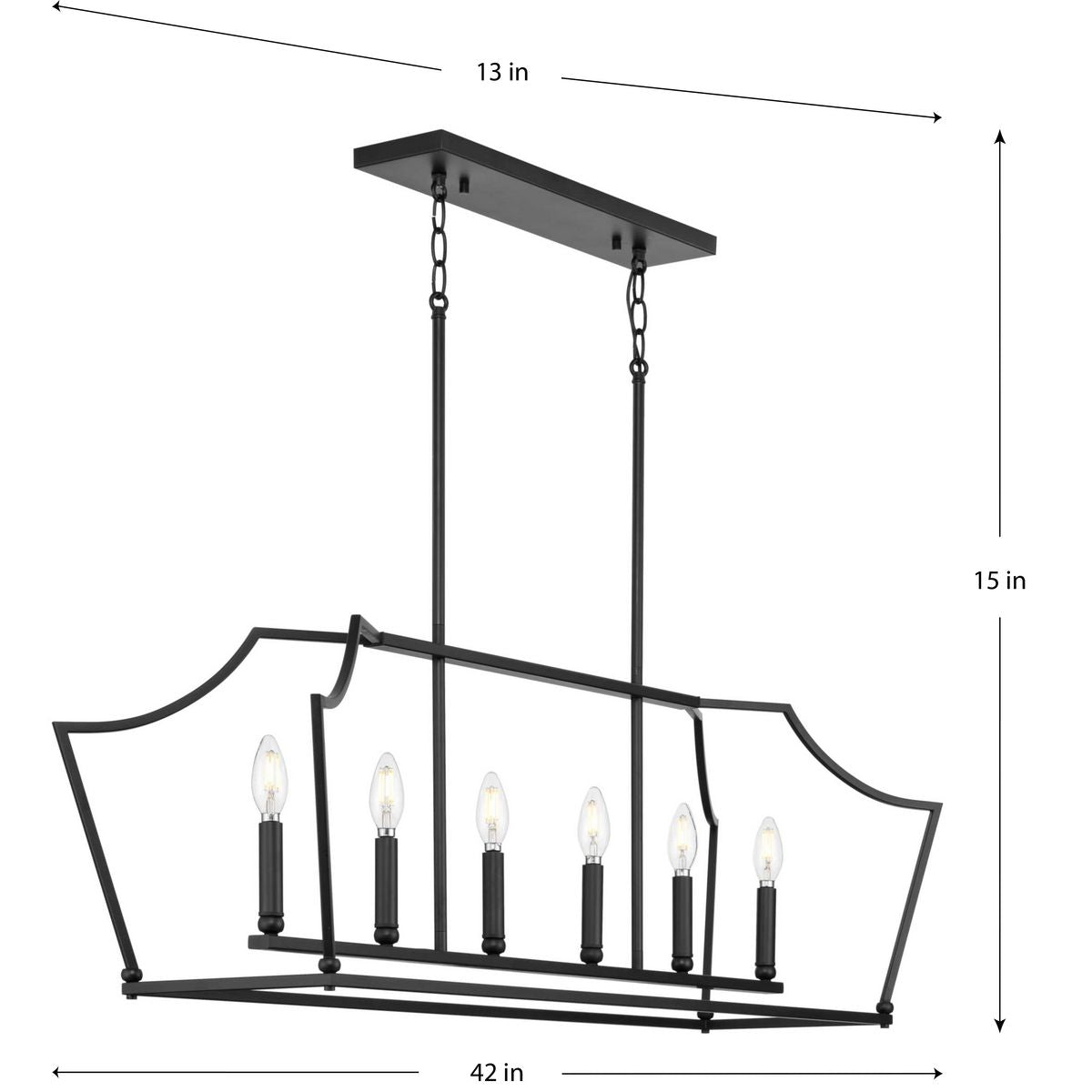 Progress Lighting Parkhurst 6-Light Matte Black Transitional Chandelier