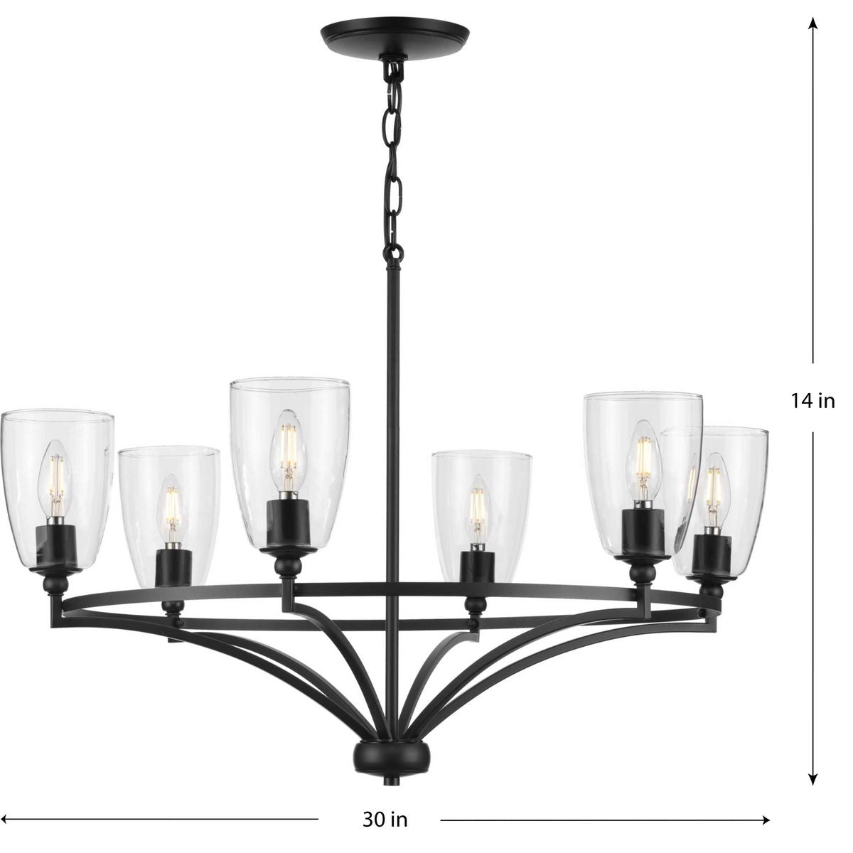 Progress Lighting Parkhurst 6-Light Matte Black Transitional Chandelier