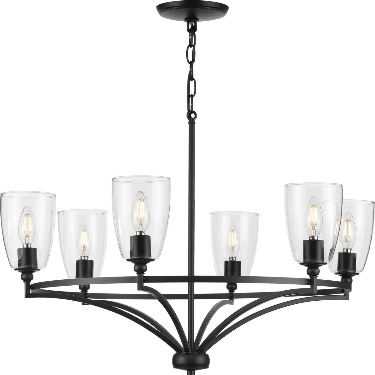Progress Lighting Parkhurst 6-Light Matte Black Transitional Chandelier