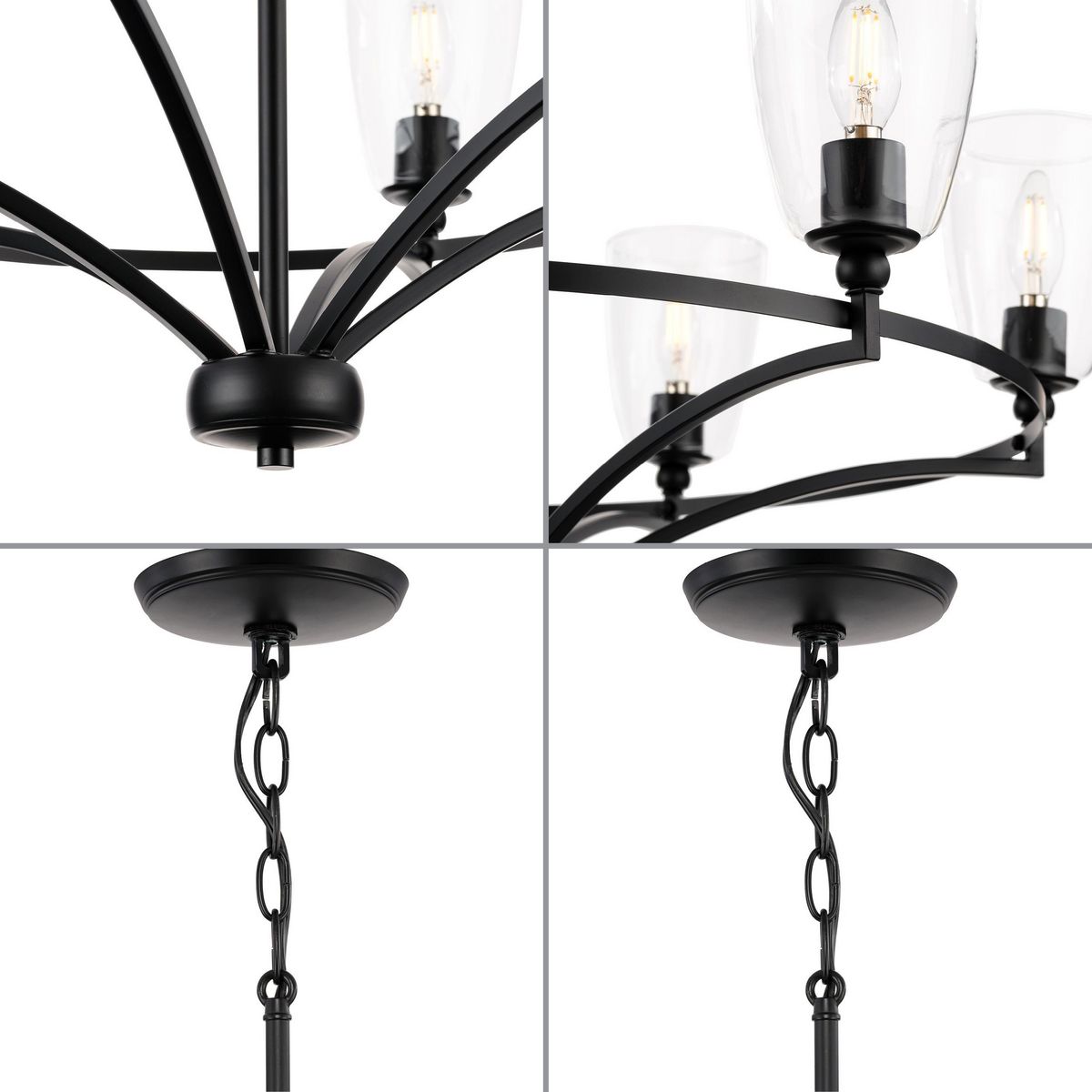 Progress Lighting Parkhurst 6-Light Matte Black Transitional Chandelier