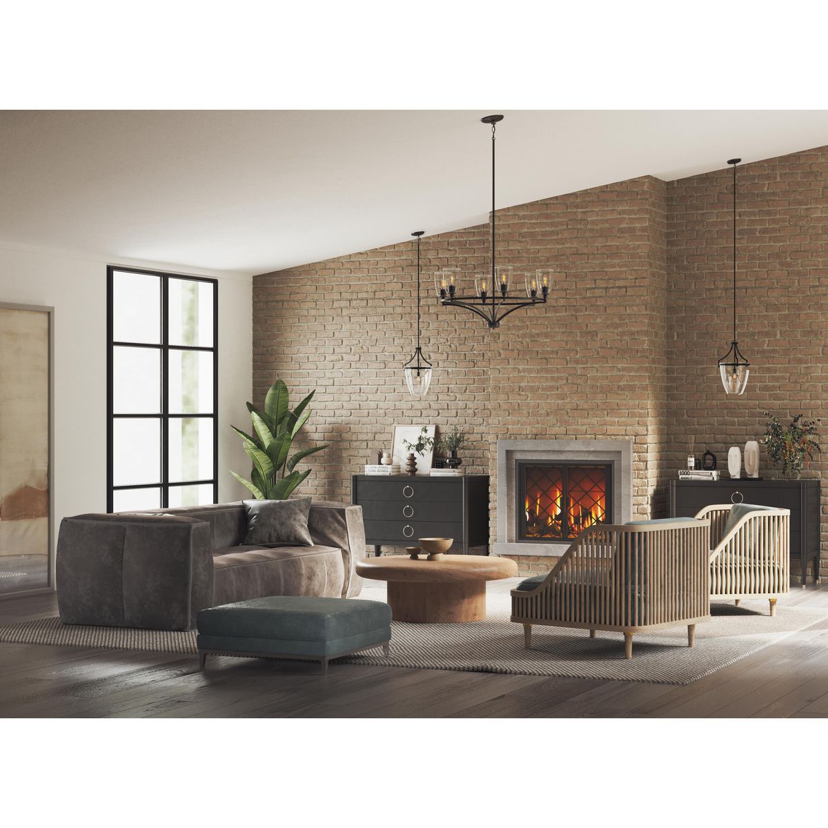 Progress Lighting Parkhurst 6-Light Matte Black Transitional Chandelier