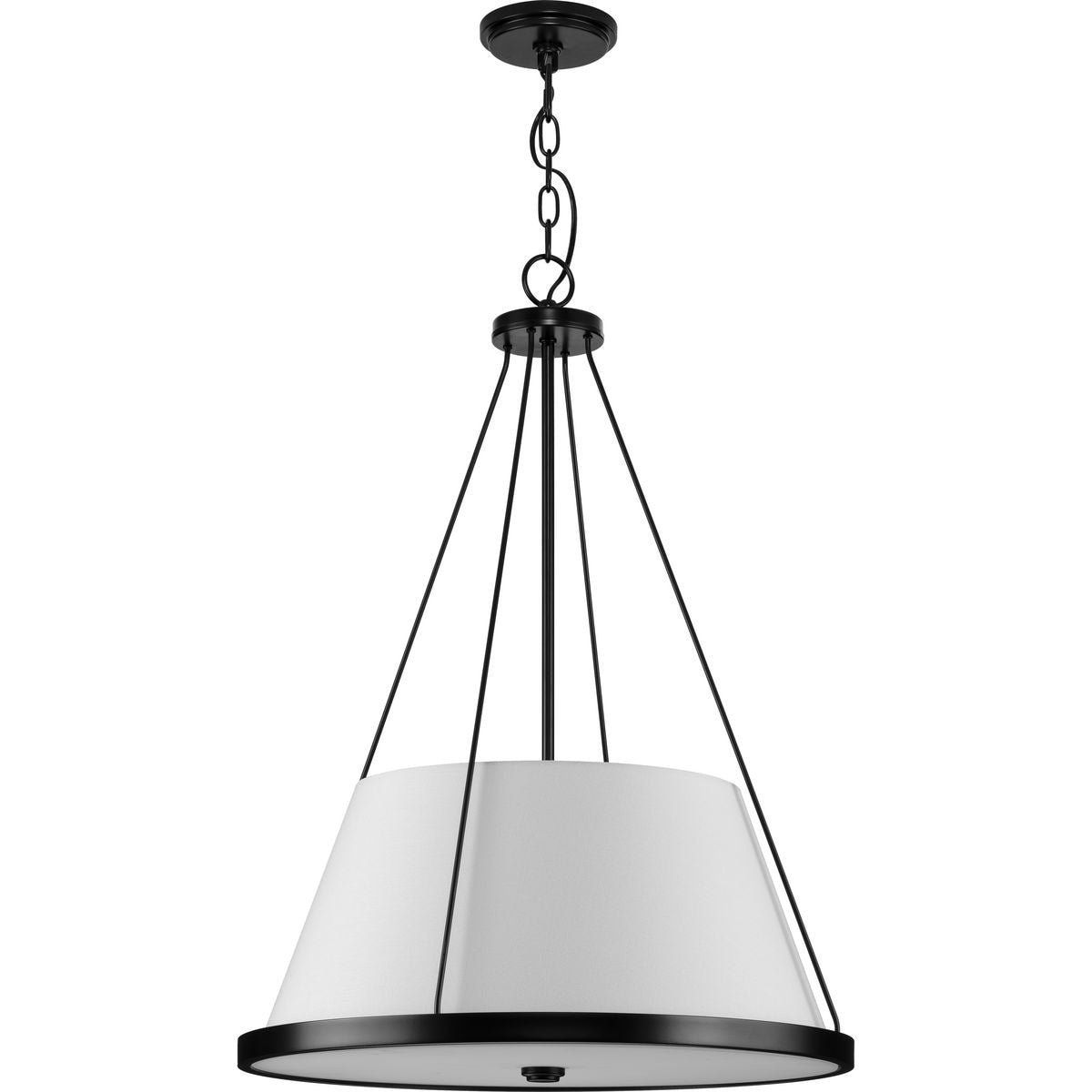 Progress Lighting Saffert 3-Light Matte Black Modern/Contemporary Bowl Medium Hanging Pendant Light