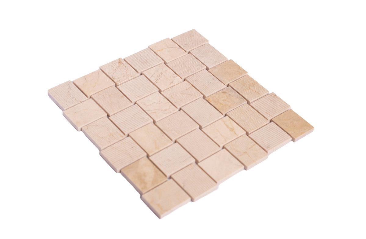 Apollo Tile (Sample) Sparta Beige 4-in x 4-in Multi-finish Marble Basketweave Mosaic Floor and Wall Tile
