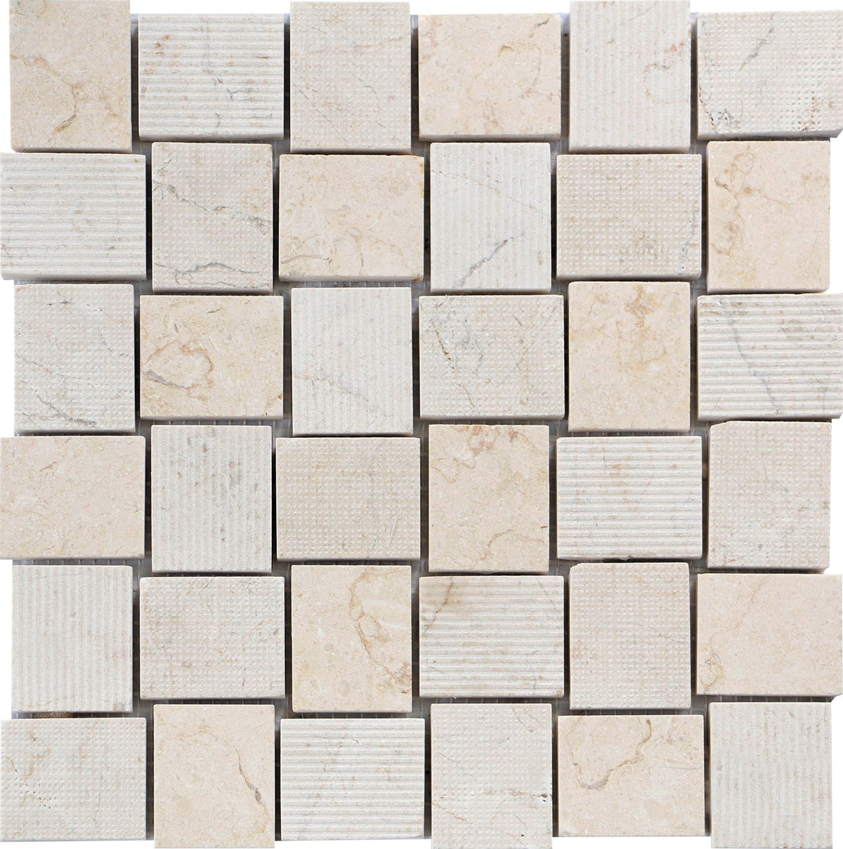 Apollo Tile (Sample) Sparta Beige 4-in x 4-in Multi-finish Marble Basketweave Mosaic Floor and Wall Tile