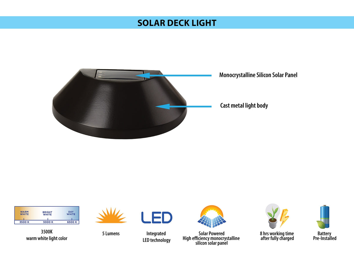 Portfolio 2-Pack Solar LED Post/Deck Lights, Oil Brushed Bronze, 5 Lumens, 3500K