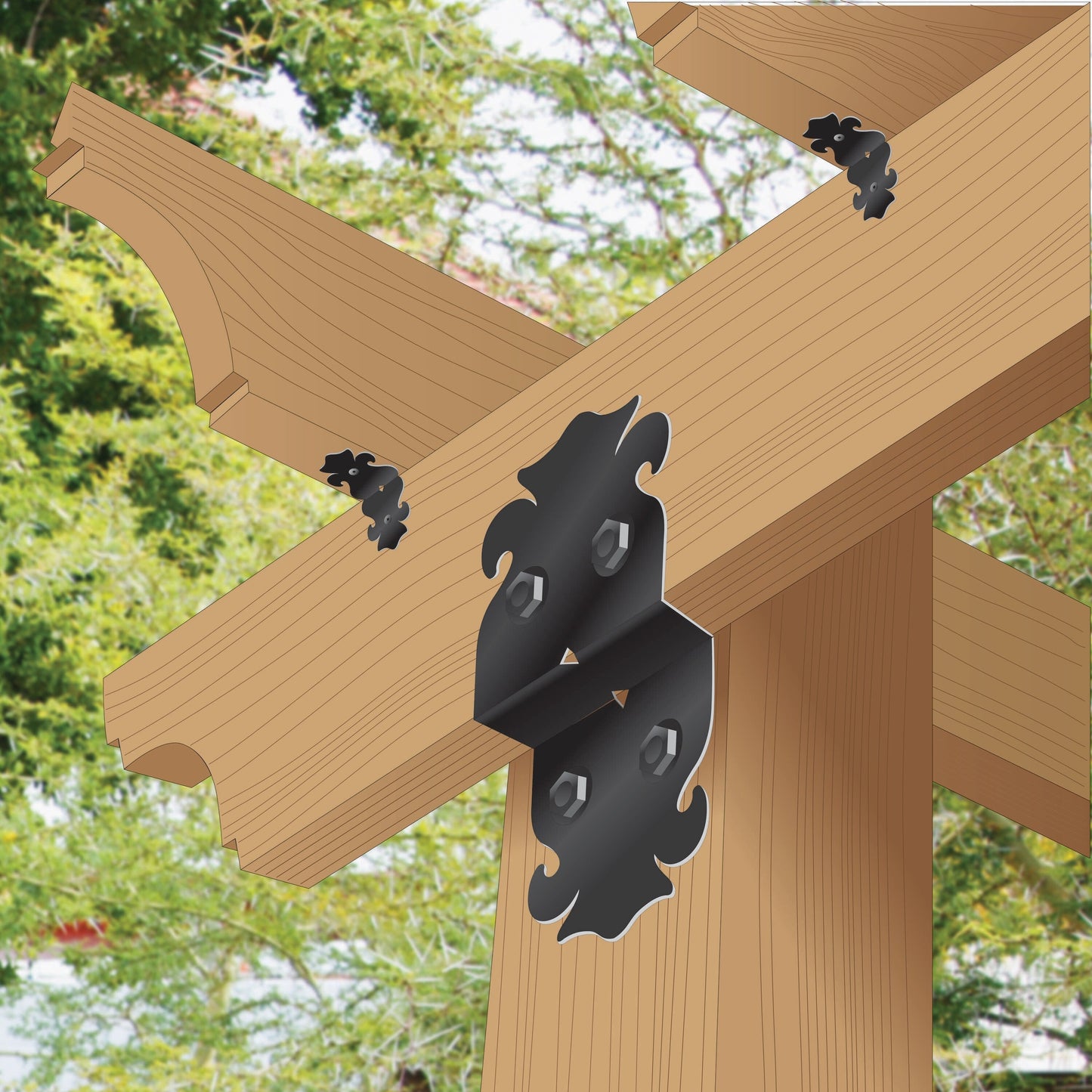 Nuvo Iron 10.25-in x 5.25-in Powder Coated Black Painted Galvanized Steel Post Connector (2-Pack)