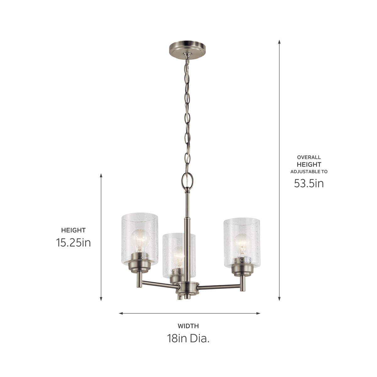 Kichler Winslow 3-Light Brushed Nickel Modern/Contemporary Chandelier