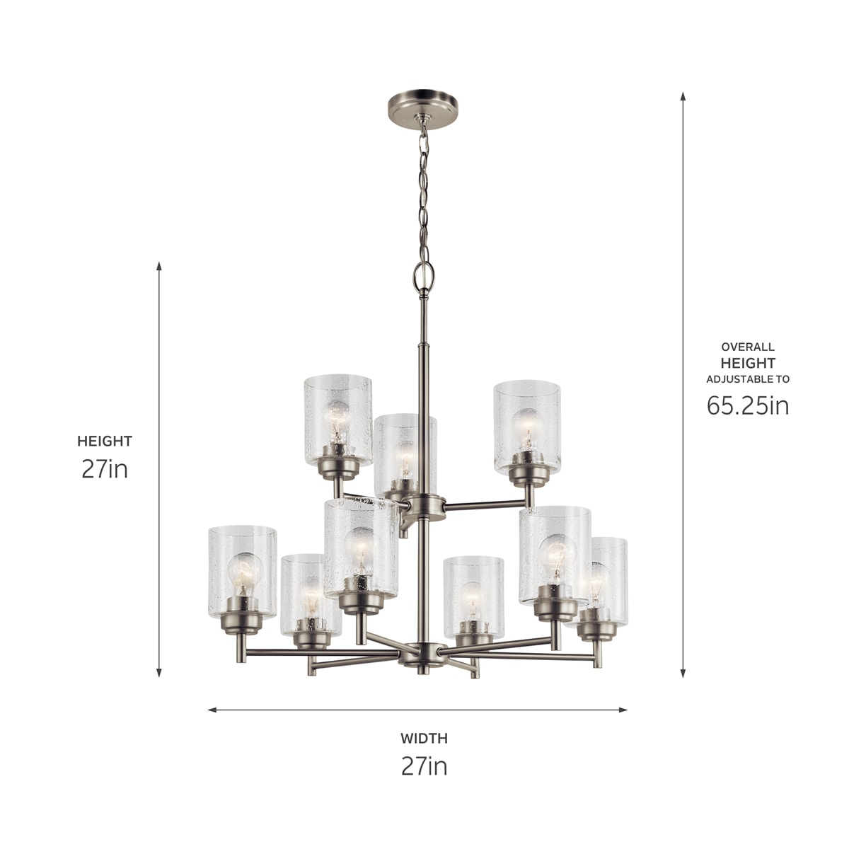 Kichler Winslow 9-Light Brushed Nickel Modern/Contemporary Chandelier
