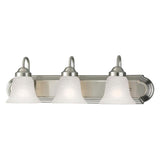 24 in. 3-Light Brushed Nickel Bathroom Vanity Light with Glass Shades