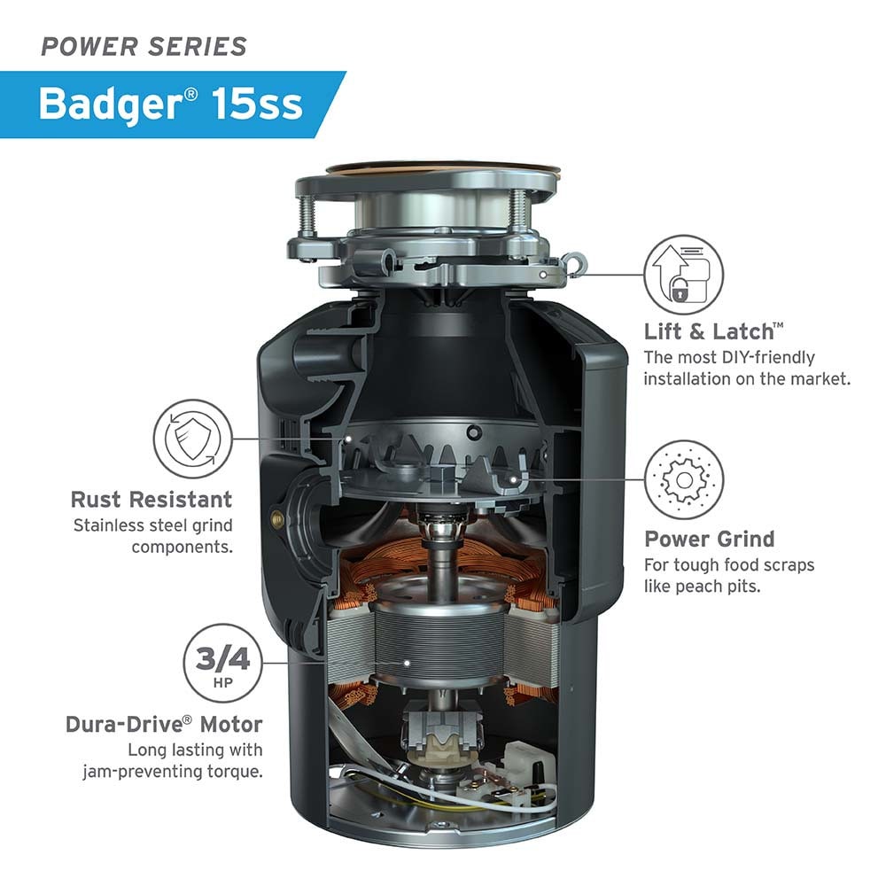 InSinkErator Badger 15SS 3/4-HP Continuous Feed Garbage Disposal