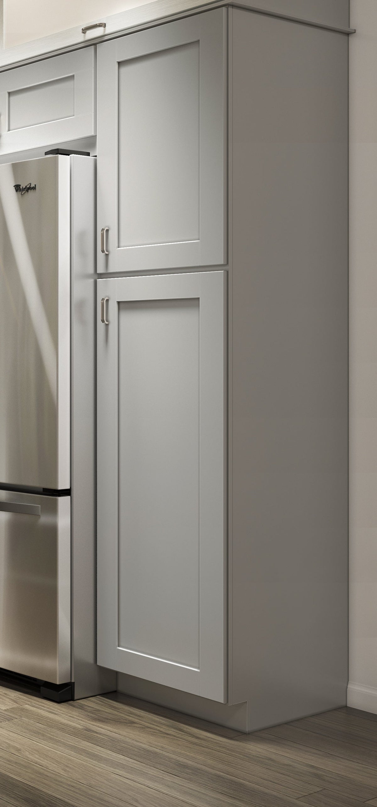 allen + roth Stonewall 18-in W x 84-in H x 24-in D Stone Pantry Fully Assembled Cabinet (Flat Panel Shaker Door Style)