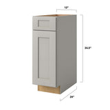 allen + roth Stonewall 12-in W x 34.5-in H x 24-in D Stone 1-Drawer Base Fully Assembled Cabinet (Flat Panel Shaker Style)