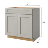 allen + roth Aveley 33-in W x 34.5-in H x 24-in D Linen 1-Drawer Base Fully Assembled Cabinet (Flat Panel Shaker Style)
