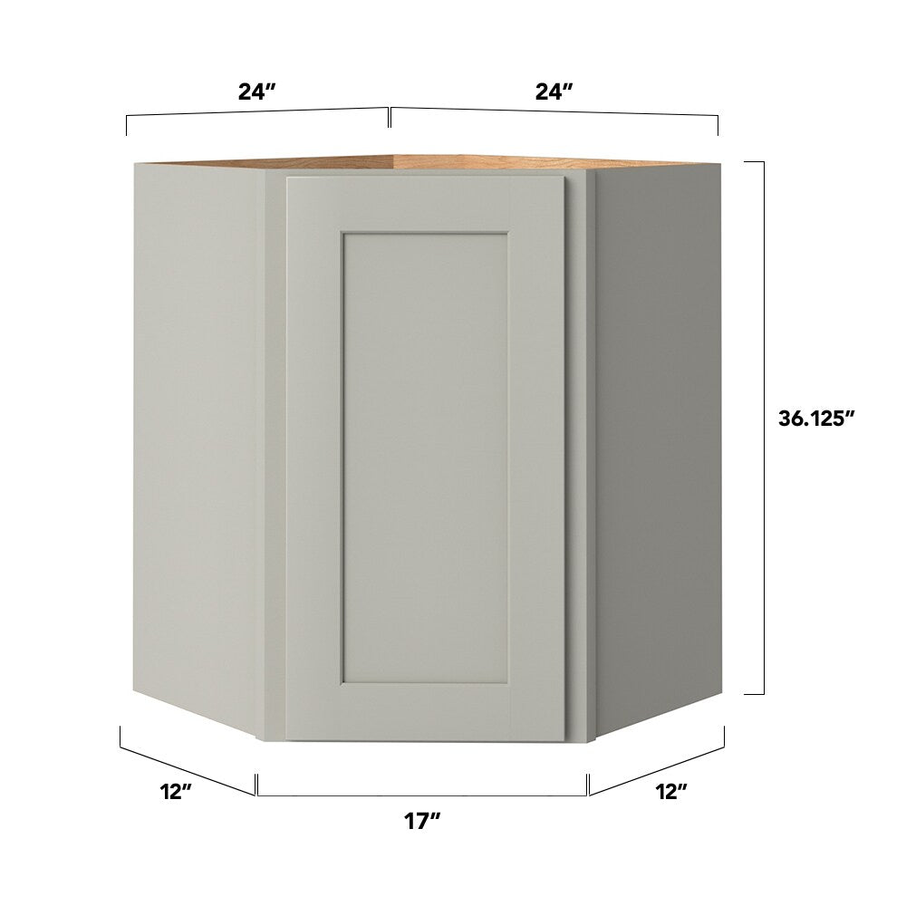 allen + roth Stonewall 24-in W x 36.125-in H x 12-in D Stone Diagonal Corner Wall Fully Assembled Cabinet (Flat Panel Shaker Style)