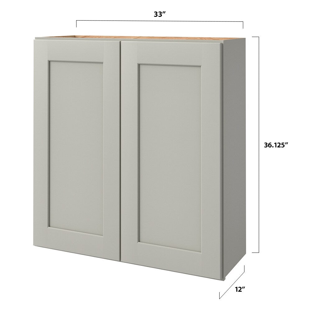 allen + roth Stonewall 33-in W x 36.125-in H x 12-in D Stone Wall Fully Assembled Cabinet (Flat Panel Shaker Door Style)