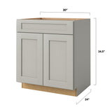 allen + roth Stonewall 30-in W x 34.5-in H x 24-in D Stone 1-Drawer Base Fully Assembled Cabinet (Flat Panel Shaker Style)