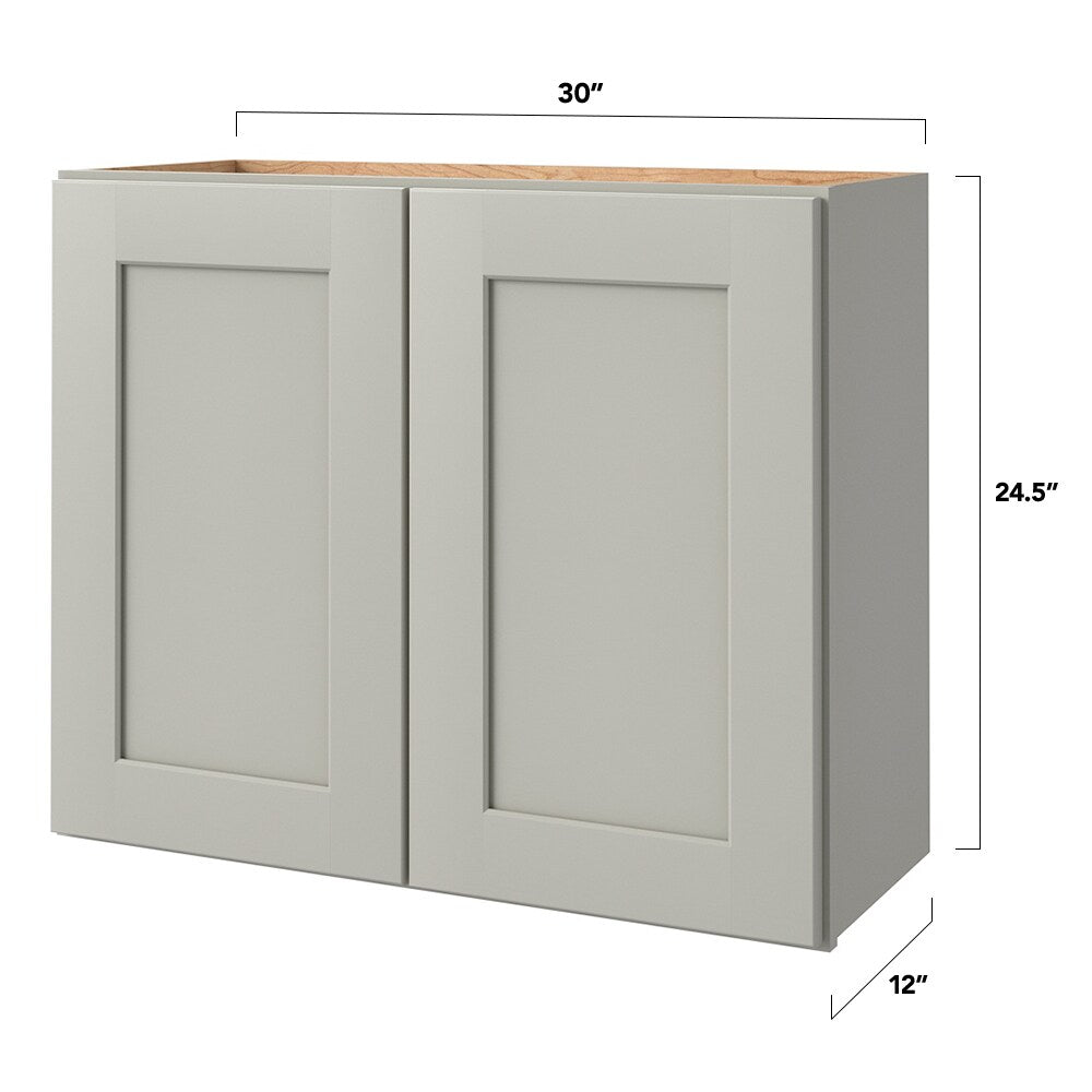 allen + roth Stonewall 30-in W x 24.5-in H x 12-in D Stone Wall Fully Assembled Cabinet (Flat Panel Shaker Door Style)