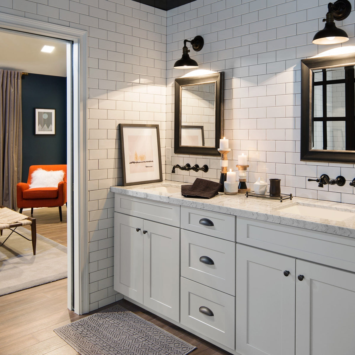 allen + roth Stonewall 33-in W x 34.5-in H x 24-in D Stone Diagonal Corner Base Fully Assembled Cabinet (Flat Panel Shaker Style)