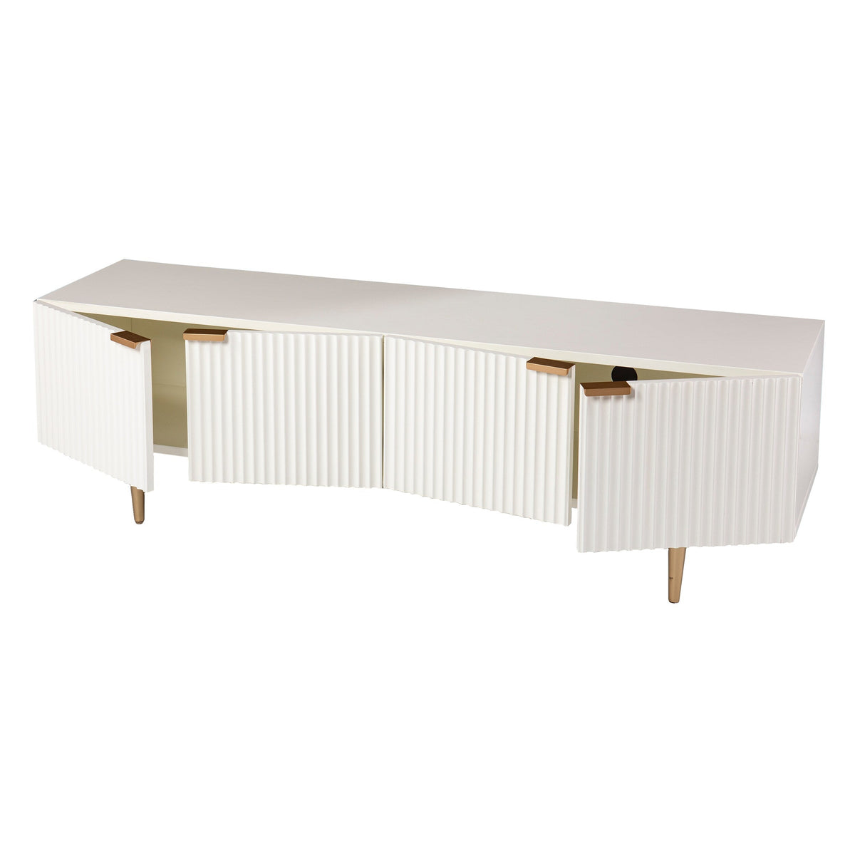 Boston Loft Furnishings Mesu White and Gold Contemporary/Modern Composite Media Cabinet