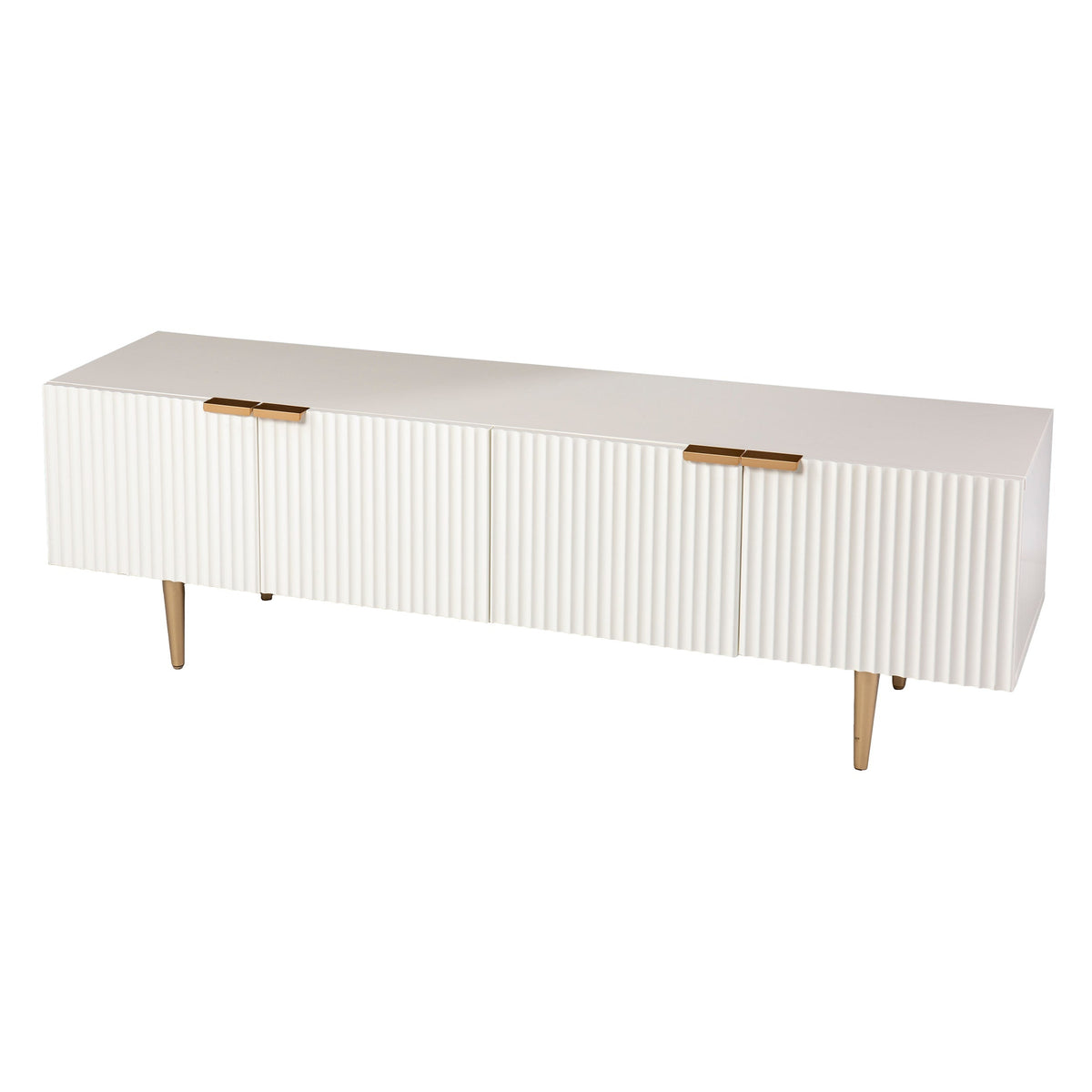 Boston Loft Furnishings Mesu White and Gold Contemporary/Modern Composite Media Cabinet